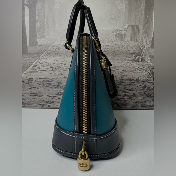 EUC Coach Revel Bag in Colorblock Glovetanned Leather Dark Turqouise CC412 - Picture 11 of 15